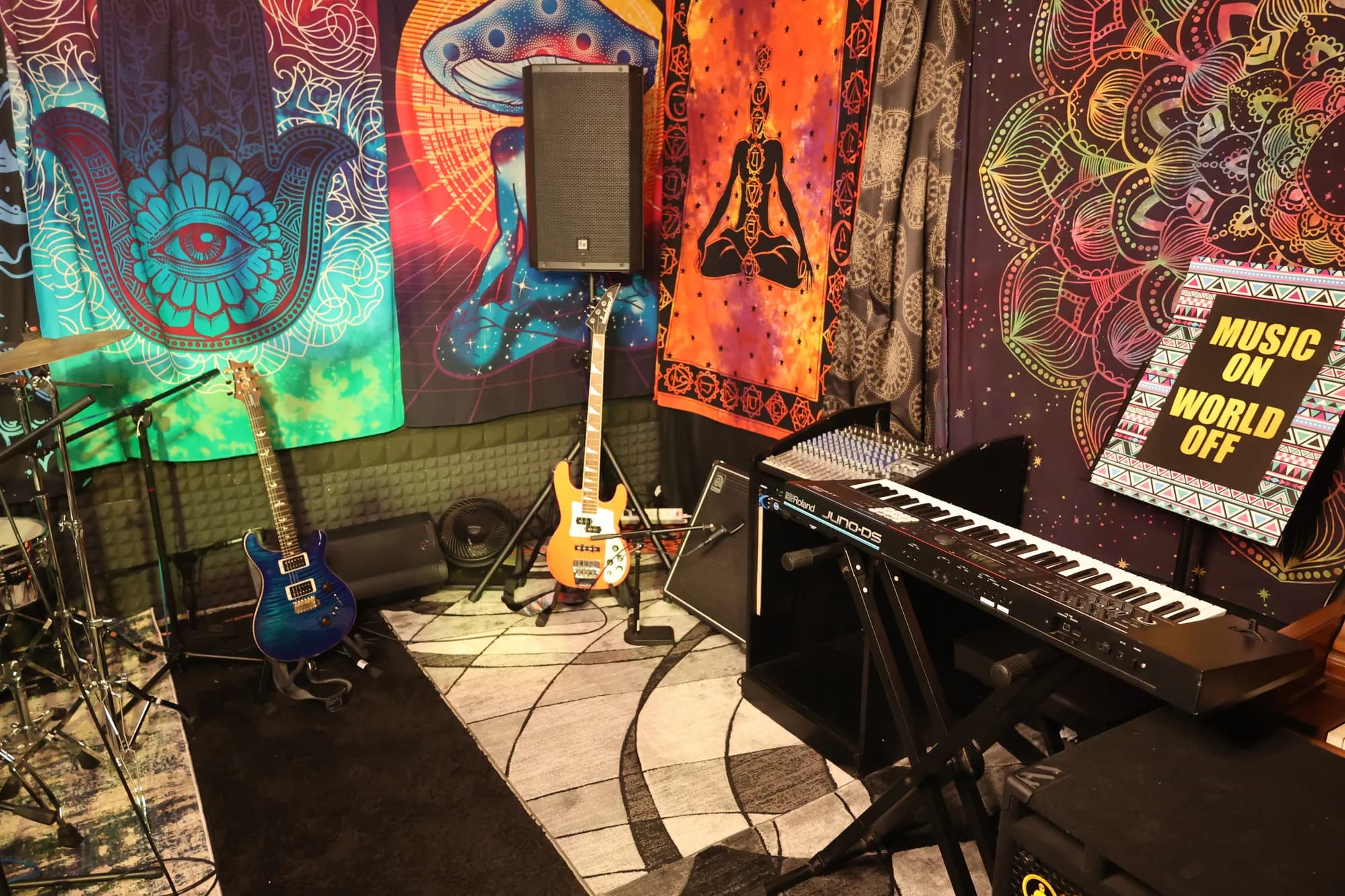 Instruments staged in the live room